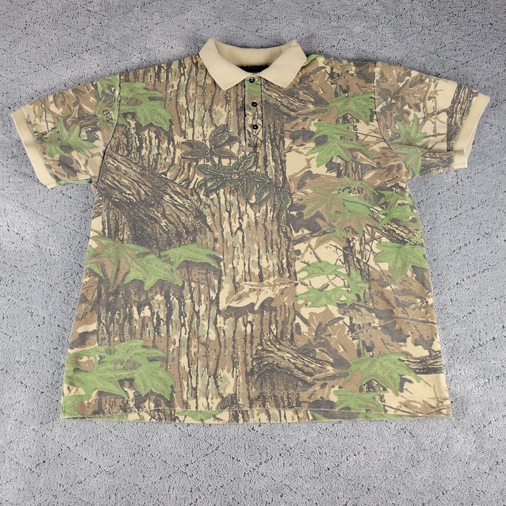 VTG Rattlers Brand Shirt Mens 2XL Camo Polo Realtree Short Sleeve Made In USA